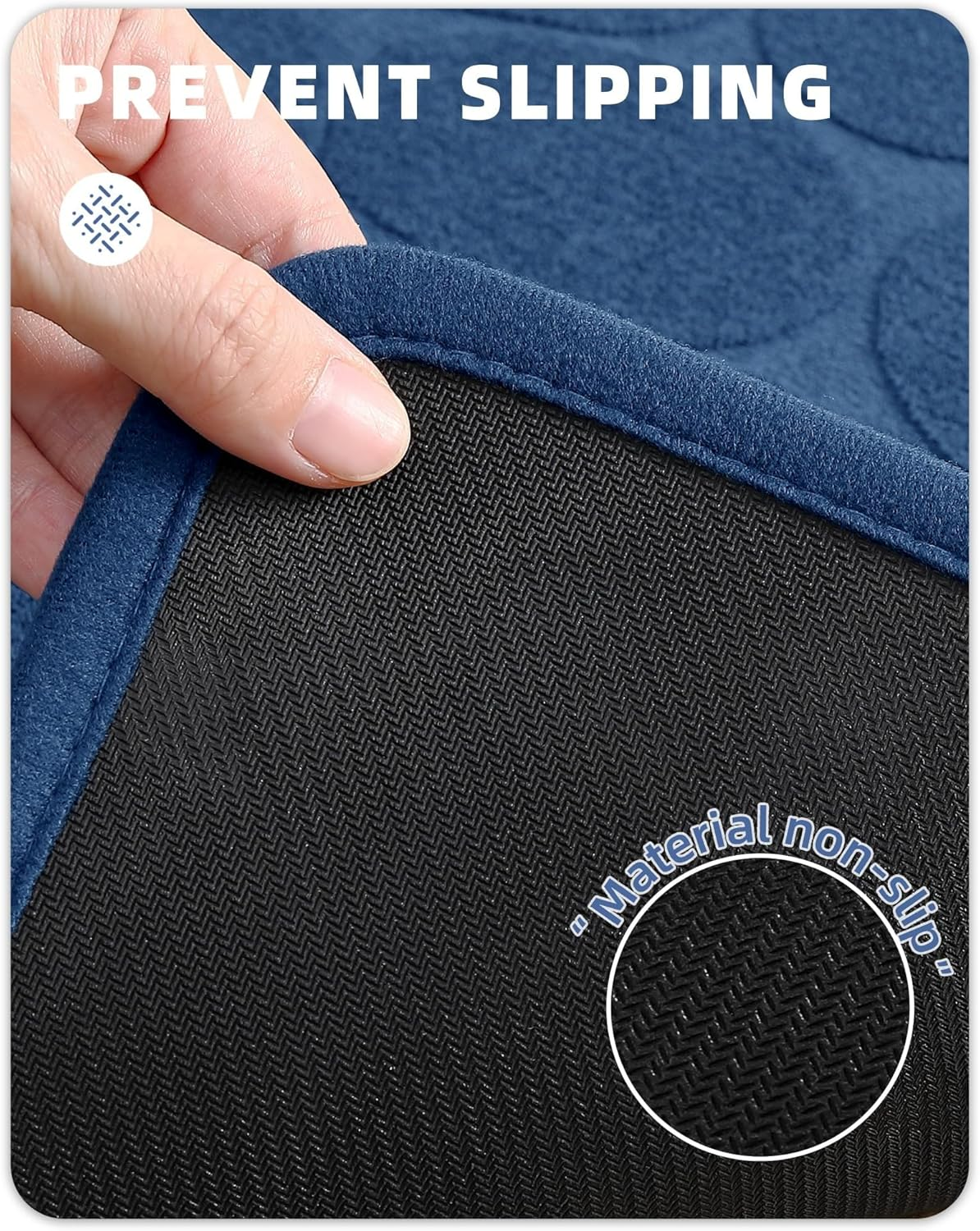 Color&Geometry Quick Dry Thin Bathroom Rugs Fit under Door- Super Absorbent, Non Slip Rubber Backing, Non Shedding, Washable Blue Bath Mat- 60X90Cm Large Bath Mats for Bathroom Floor image number 1