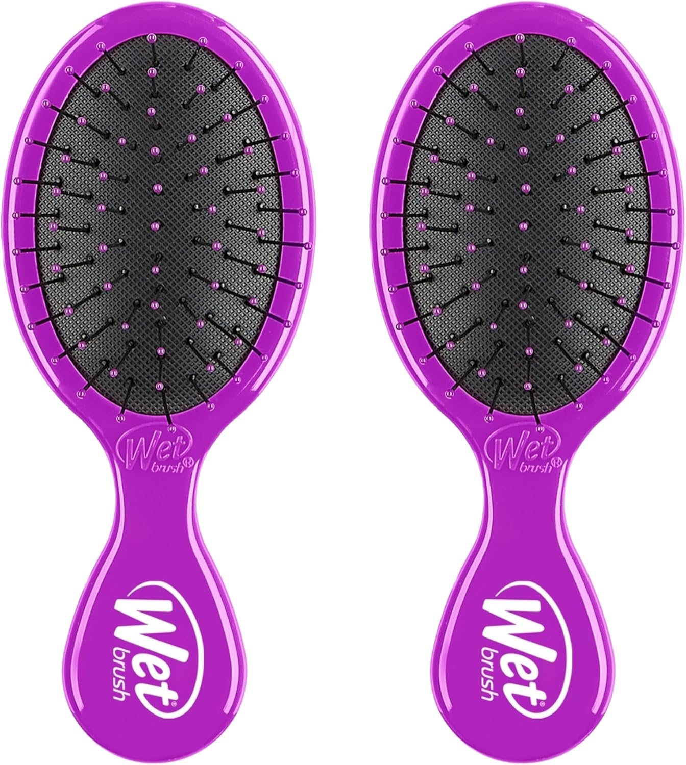 Wet Brush Mini Detangler Hair Brush, Purple - Detangling Travel Hair Brush - Ultra-Soft Intelliflex Bristles Glide through Tangles with Ease - Pain-Free - All Hair Types (Pack of 2) image number 2