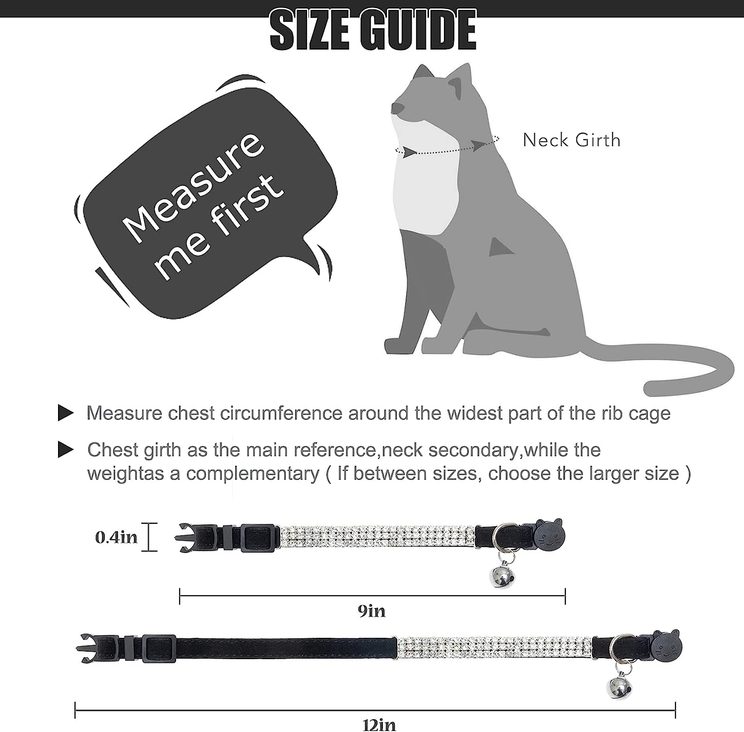 EXPAWLORER Soft Velvet Safe Cat Collars for Girl Cats -2 Pack Rhinestones Bling Diamante Adjustable Collars - Cat Collar Breakaway with Bells for Boy Cats Kitty and Small Dogs image number 4