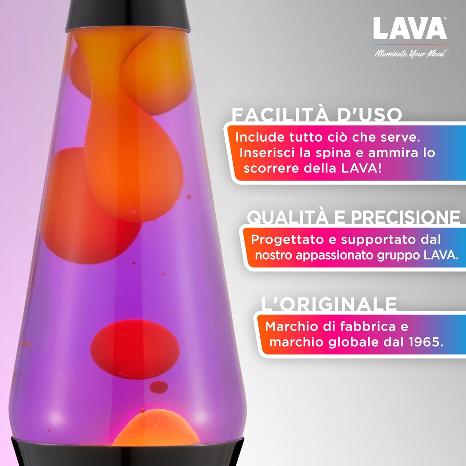 Lava&reg; - Lava Lamp 2323, Yellow Wax, Purple Liquid, Black Base and Cap, Original Lava&reg; Brand 14.5 Inch Motion Lamp image number 1