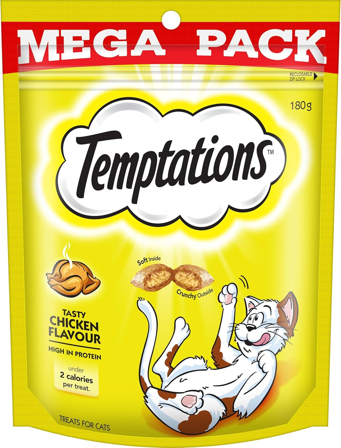Temptations Cat Treats Tasty Chicken 180G Bag, 5 Pack image number 1