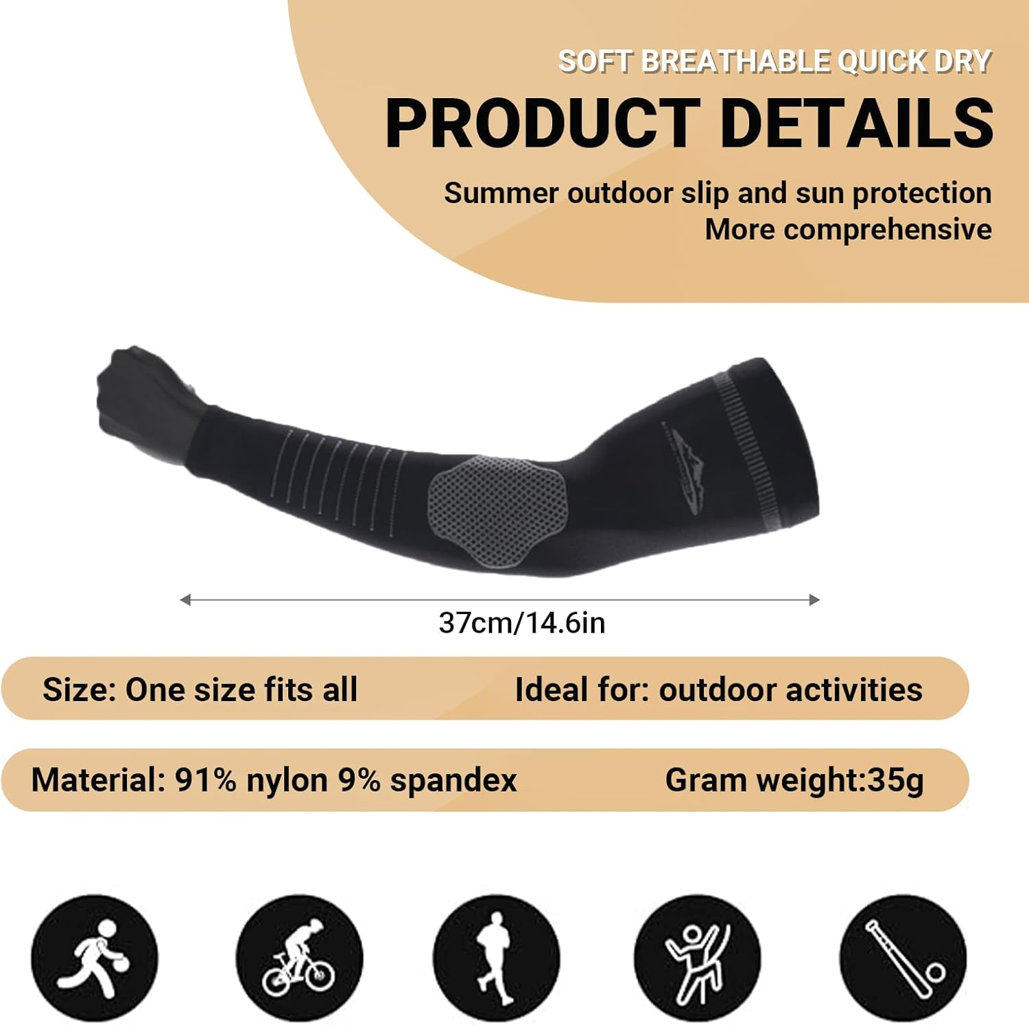 JOWILIN UV Protection Arm Sleeves, 2 Pairs UPF 50+ Cooling Sports Sleeves, Arm Compression Sleeves, Sweat-Resistant & Breathable Arm Support for Cycling, Basketball, Football, Volleyball for Unisex image number 2