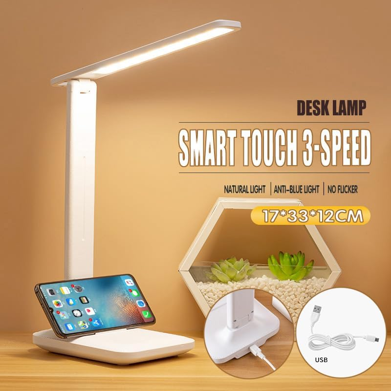 Touch LED Desk Lamp Eye-Caring Table Lamp Bedside Study Reading Table Light USB Ports Dimmable for Study, Reading, Crafting, Sewing, Computer Work image number 3