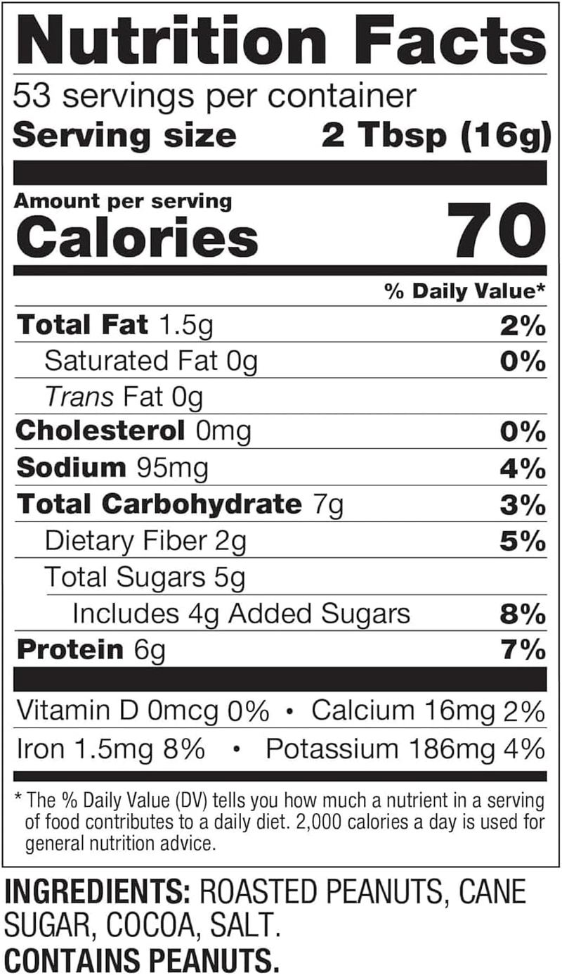 Pbfit 30 Ounce Peanut Butter Powder Chocolate Flavor, Cocoa Powdered Peanut Butter Spread from Real Roasted Peanuts and Cocoa, 6G of Protein 7% DV, Gluten-Free, 70 Calories, 88% Less Fat (Pack of 1) image number 2