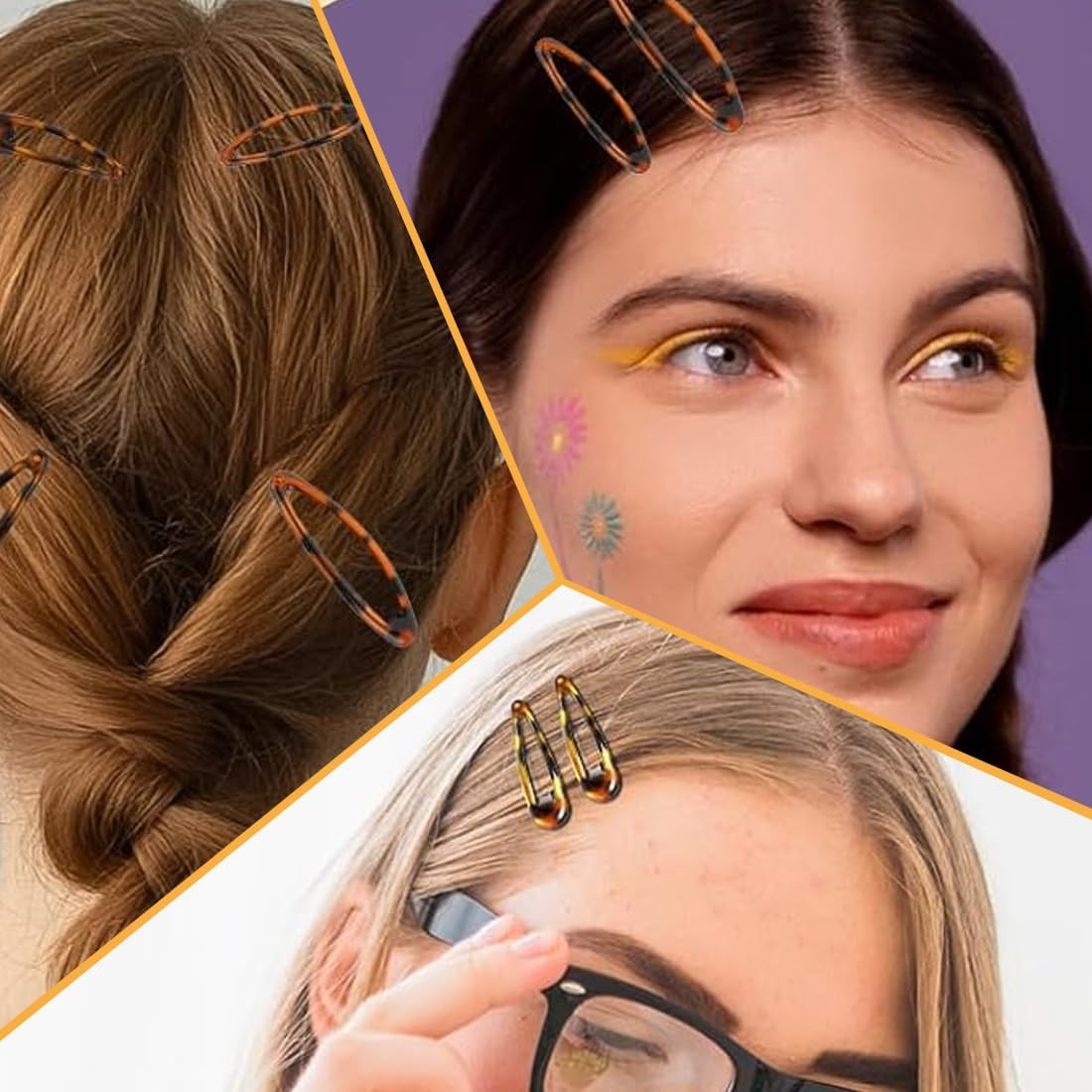WUSJCOF Pack of 20 Women'S Thin Hair Clips, Metal Hair Clips, Non-Slip Hair Clips, French Tortoiseshell Look, Double Handle Snap image number 5