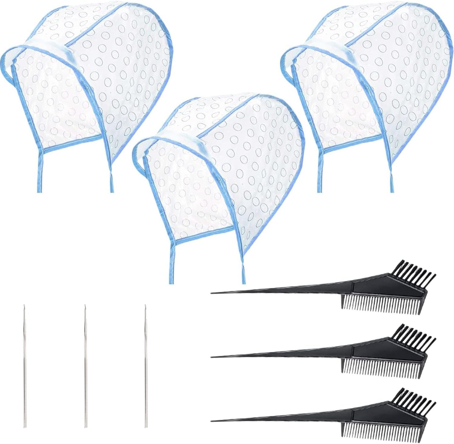 3 Sets Highlight Hair Coloring Kit Include Hair Coloring Brush, Hook Needles, Hair Coloring Dye Cap, for DIY Salon Hair Dye Tools, Colouring Tools & Accessories image number 3