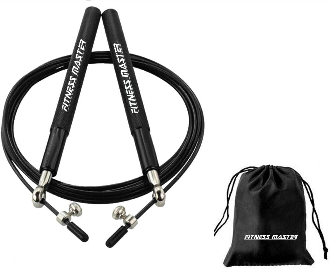 Fitness Master 3M Adjustable Steel Jump Rope with Dual Bearings for Gym Boxing Black image number 2