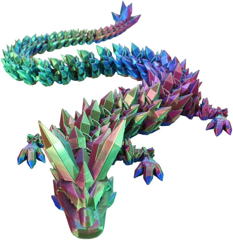 3D Printed Dragon, 24 Inches 3D Dragon, Articulated Dragon, Fidget Dragon, Dragon Fidget Toy, Dragon Fidget, Articulated Gem Dragon Figure for Home Office Decor (Magic Gradient Dragon) image number 1