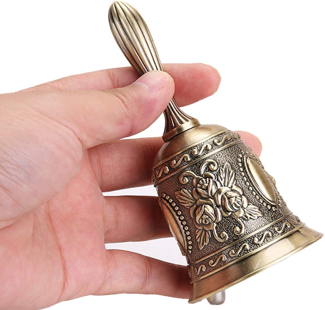 LERTREE Retro Call Bell Antique Hand Bell Bronze Dinner Bell Resturant Service Bell Brass Jingle Wedding Classroom Church Bel