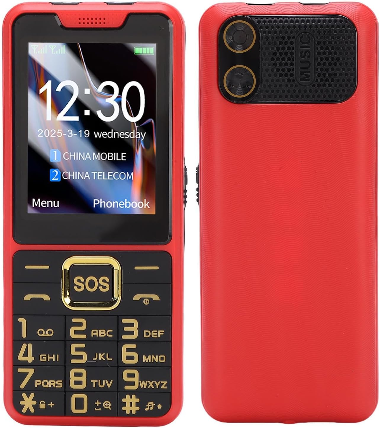 Generic 4G Cell Phone for Seniors, 2.6In HD Screen Dual SIM Mobile Phone for Elderly, Old Phone with 2500Mah Battery, Large Buttons, 0.13MP Camera, LED Flashlight & FM Radio (Gold)
