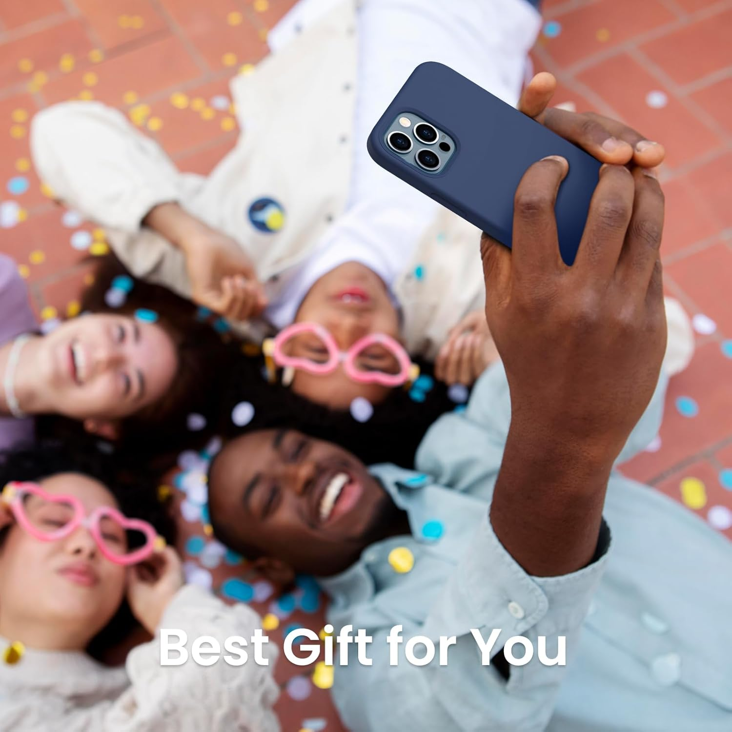 ORNARTO Compatible with Iphone 12 Case, Compatible with Iphone 12 Pro Case, Slim Liquid Silicone 3 Layers Full Covered Soft Gel Rubber Phone Case Cover 6.1 Inch-Navy Blue image number 4