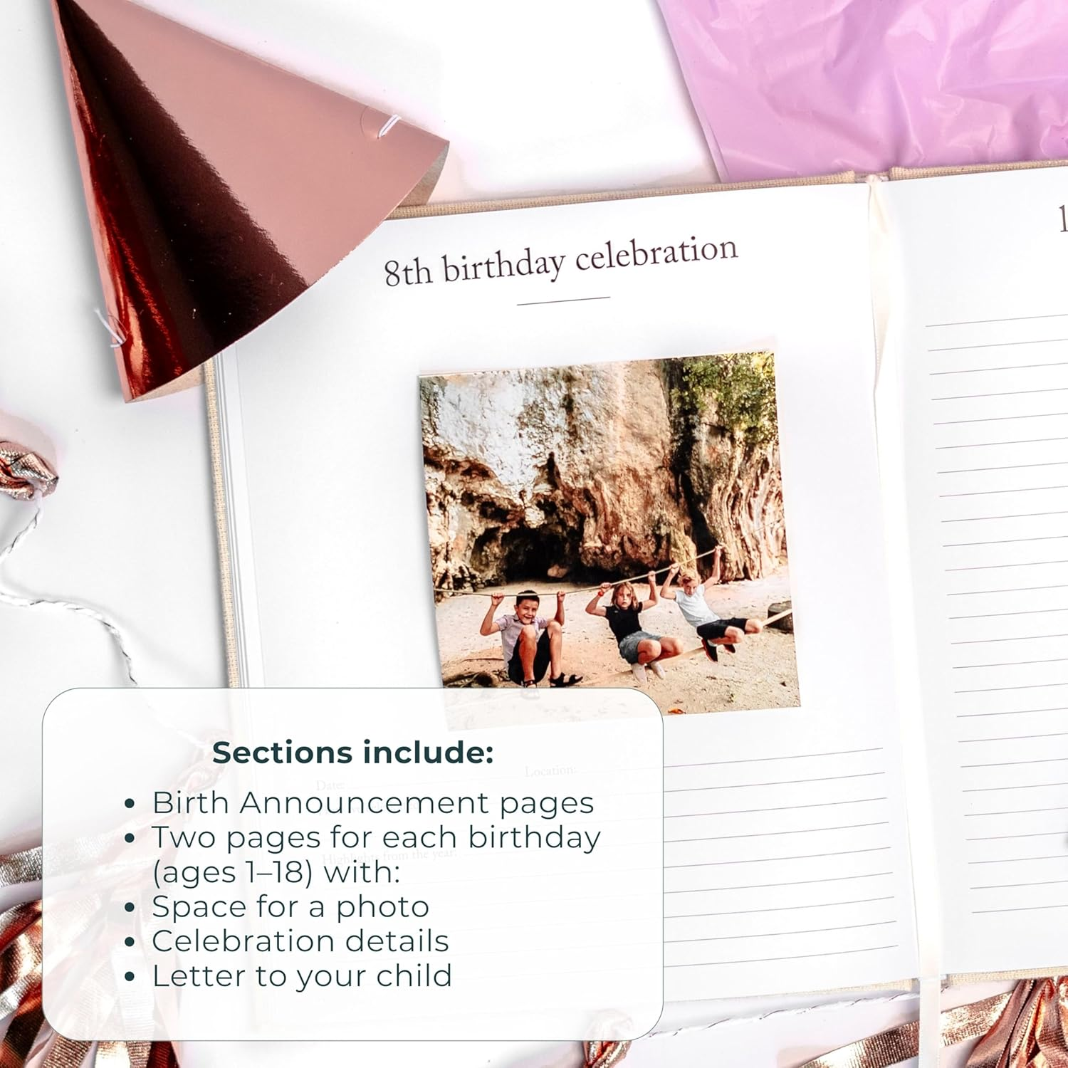 Birthday Memory Book- Elegant Birthday Journal - Baby Journal to Record Milestones, Photos, Letters & More - Baby Memory Gift for Parents(80 Pages) image number 3