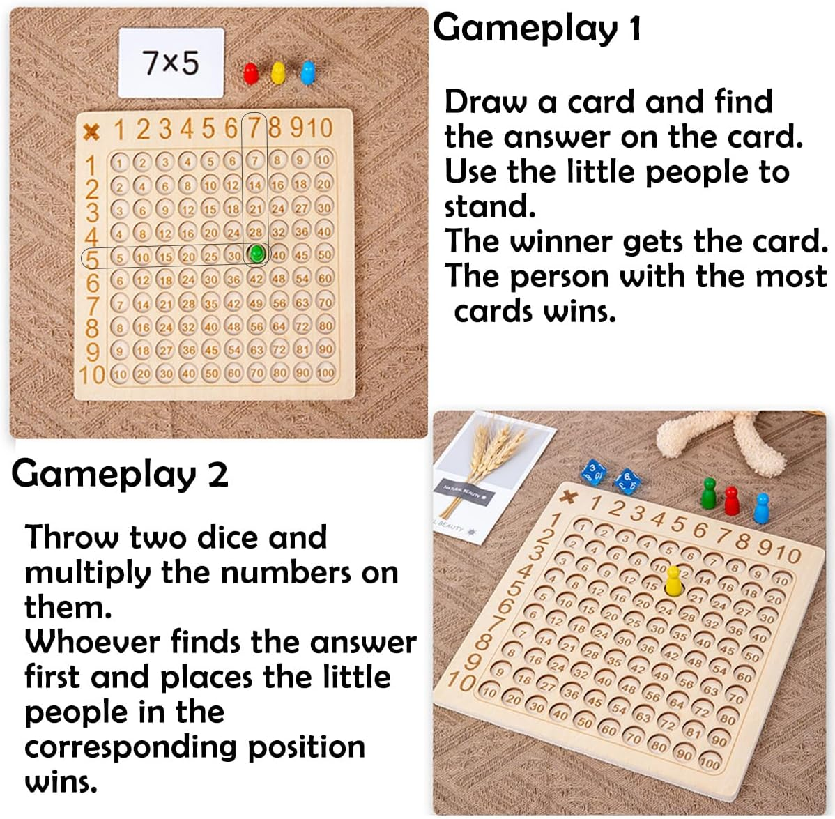 Wooden Math Multiplication Board,1X1 Learning Game,Multiplication Table for Primary School,Times Table Games for Kids, Number Games,Numbers for Kids,Educational Toys,Montessori Toys image number 2