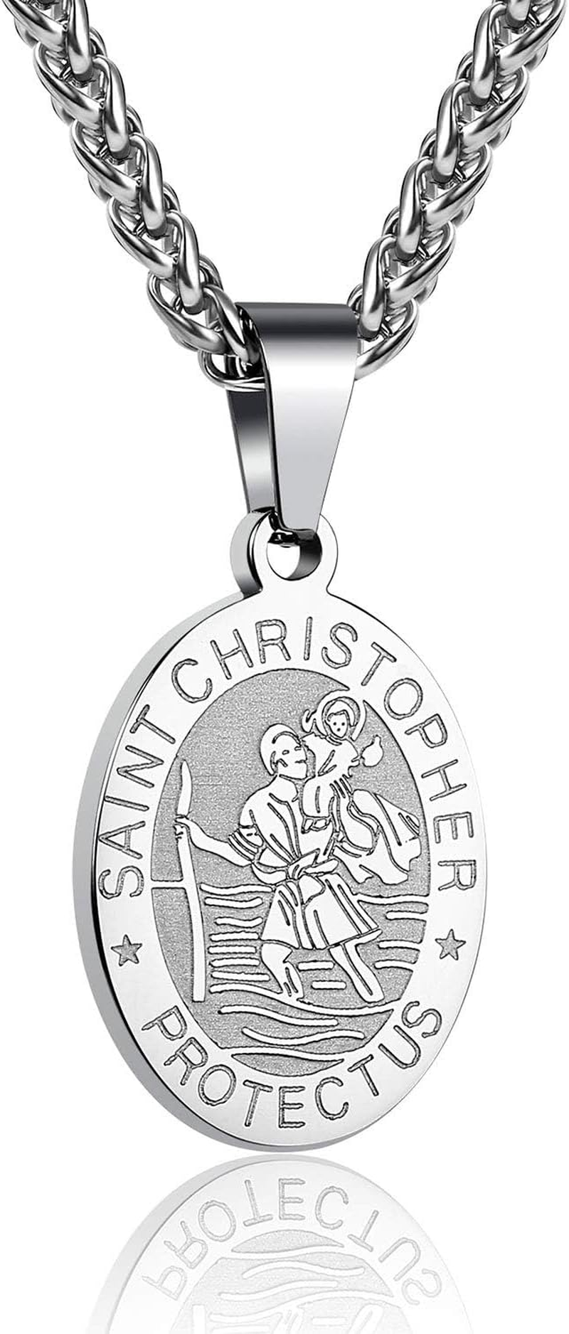 ZAULER Saint St Michael/Christopher/Jude/Benedict/Virgin Mary Medal Necklace for Men Women 24 in Religious Gifts