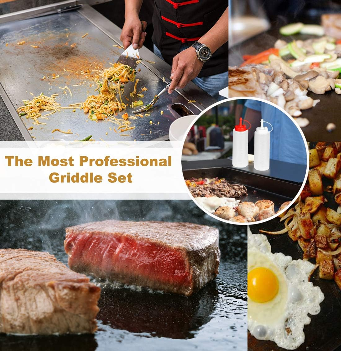 ROMANTICIST 8Pc BBQ Griddle Accessories Kit - Heavy Duty Stainless Steel Professional Griddle Tool Set - Great for Flat Top Cooking Camping Tailgating image number 6