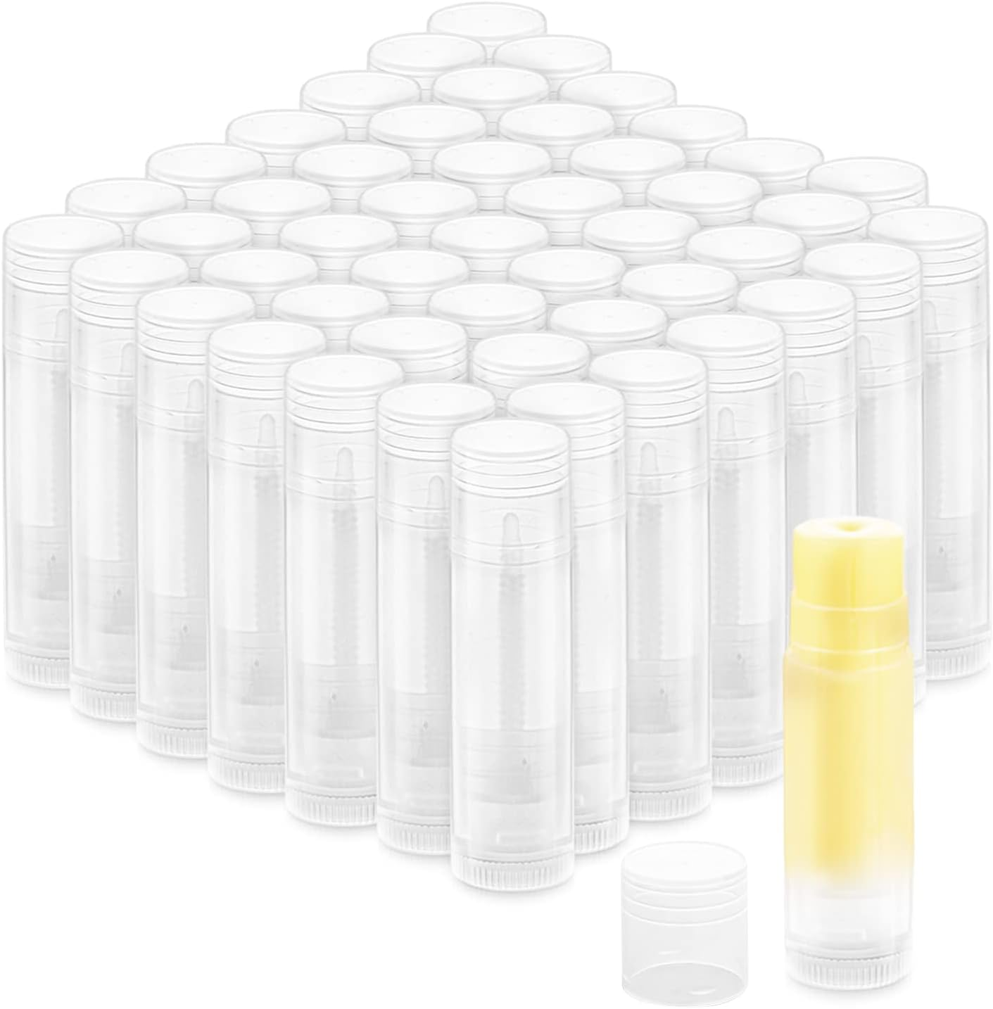 50 Pcs 5.5G Twist-Up Lip Balm Tubes,Empty Plastic Lip Gloss Balm Containers Rotatable Deodorant Containers for DIY Homemade Lipsticks, Chapsticks and Homemade Solid Perfume,Clear image number 1