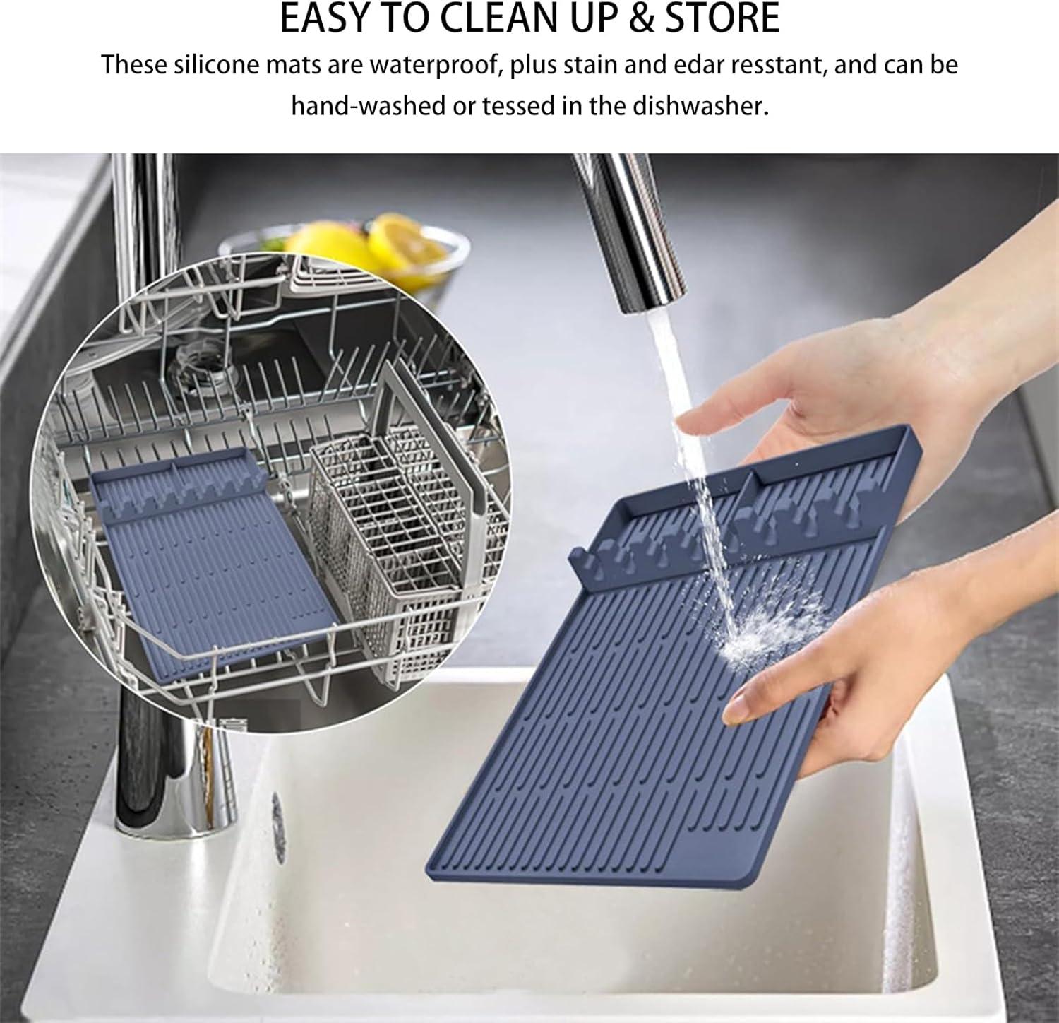 Dafape Grill Mat for Blackstone, Barbecue Griddle Pad Side Shelf Mat for Outdoor Kitchen Countertop Spatula Cooking Silicone Reusable BBQ Accessories Protective Mat (Gray) image number 3