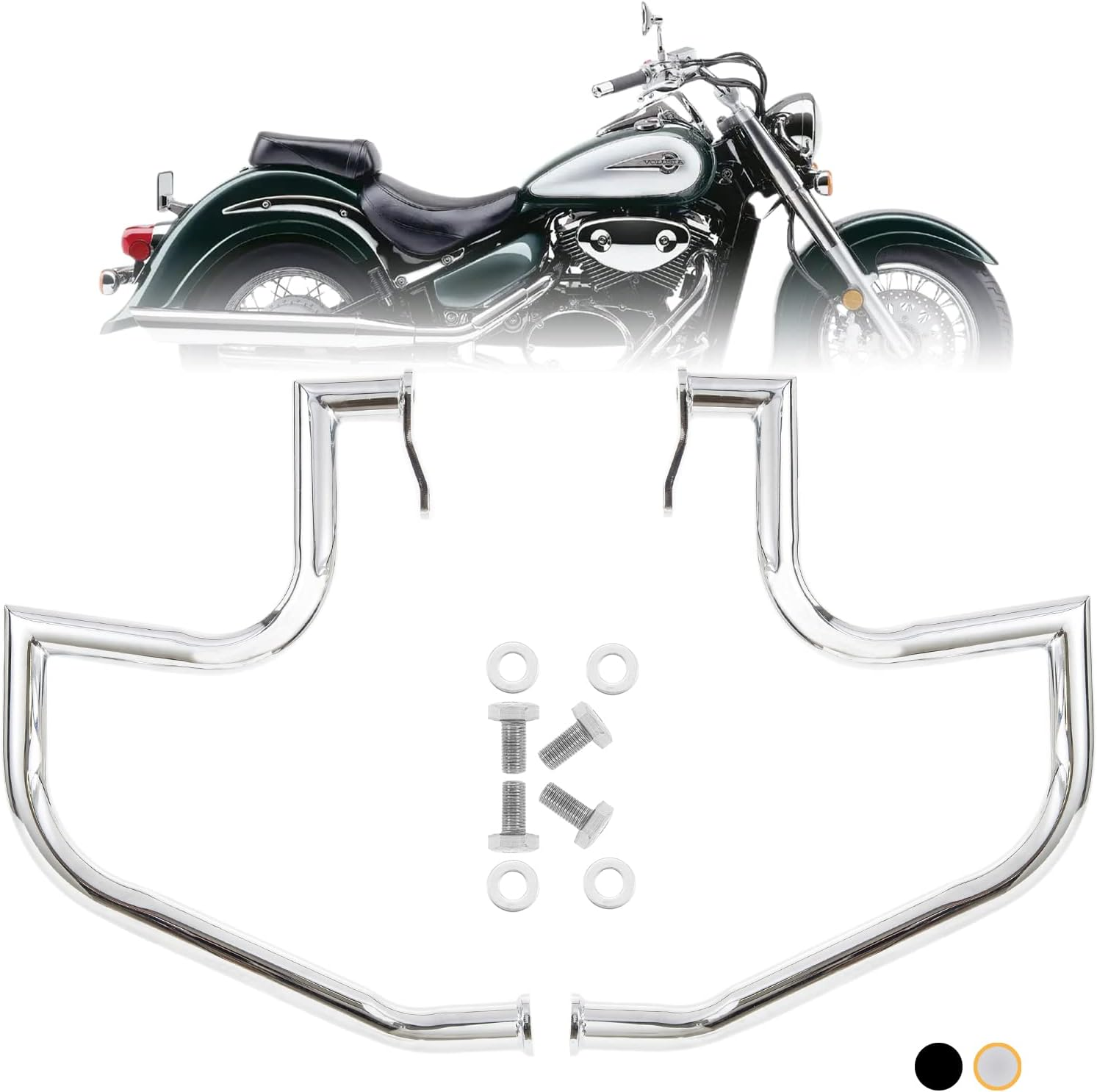 Kinglemc Crash Bar Engine Guard Highway Freeway Bar for Suzuki VL800 Intruder Volusia 800 C50 M50 Boulevard 2005-2022 (Silver)