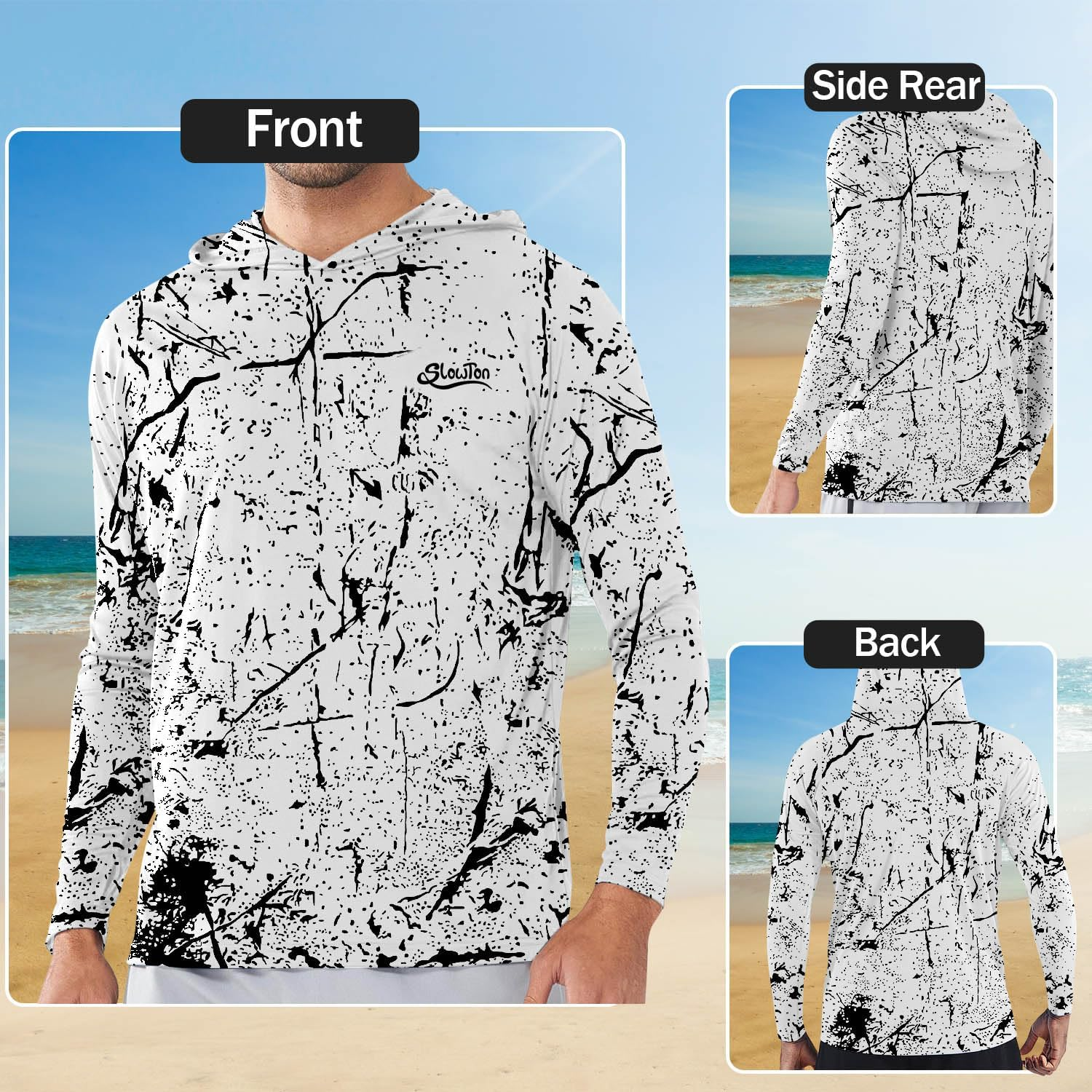 WOTOW Men'S Sun Protection Hoodie Shirt, UPF 50+ Soft Long Sleeve Fishing Shirts, UV Protection Quick Dry Lightweight Rash Guards for Hiking Running Camping Fishing image number 1
