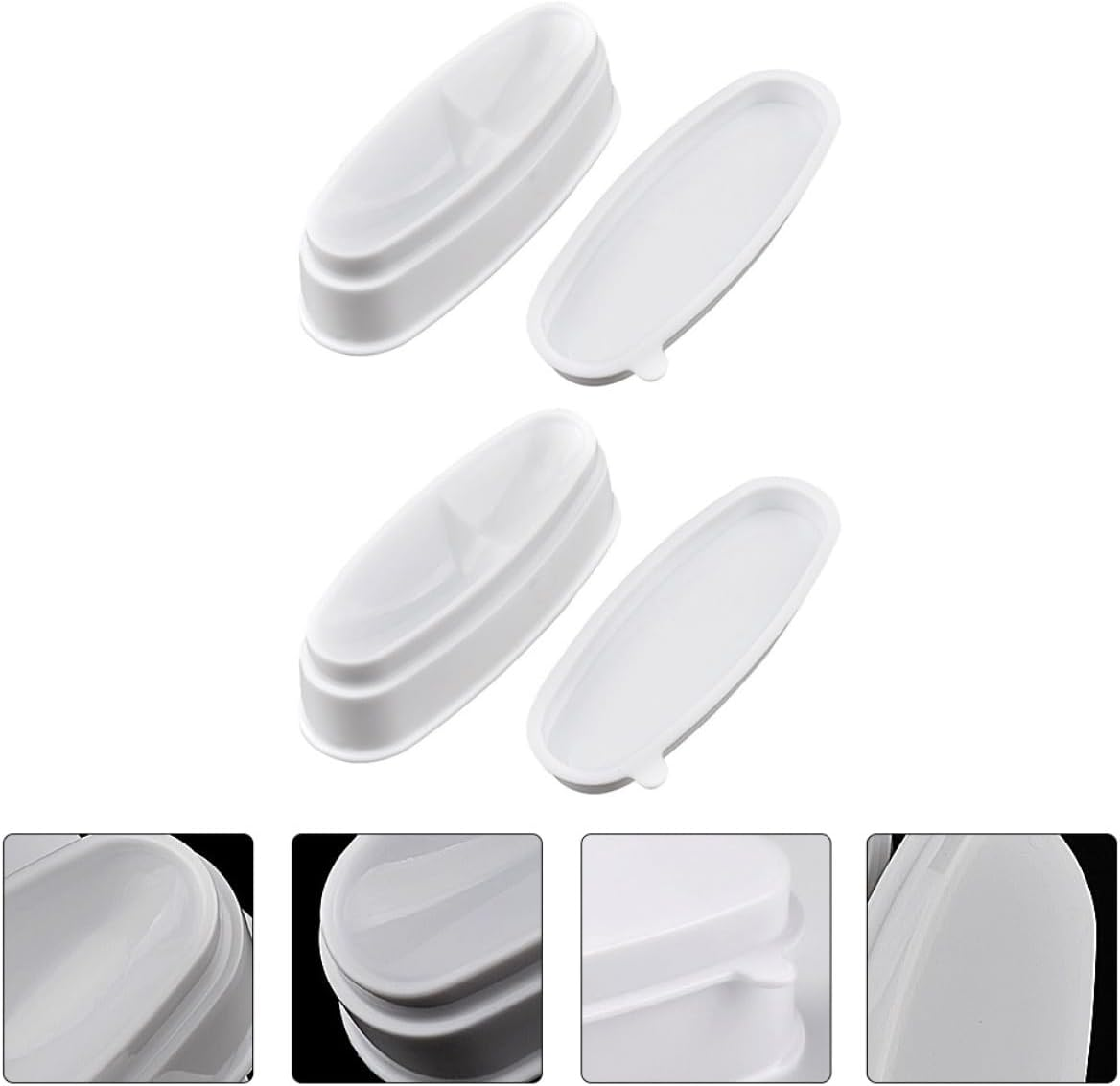 Garneck 2Pcs Nail Dipping Powder Tray Plastic French Dip Holders with Ergonomic Arc Design for Home Manicure Nail Care and DIY Use image number 3