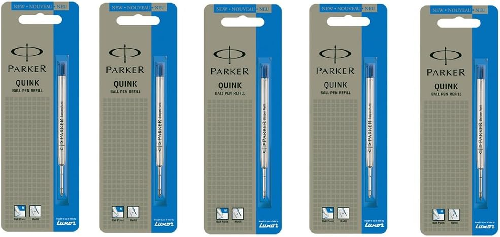 PARKER QUINK FLOW BALL PEN POINT REFILLS REFILL - MEDIUM BLUE INK (PACK of 5) image number 2