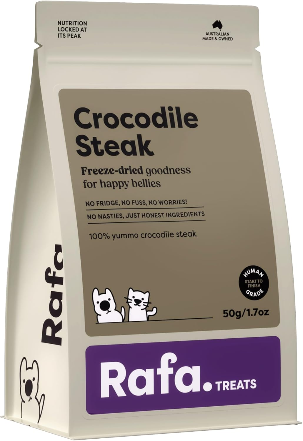 Raw Freeze-Dried Dog and Cat Treats | Human-Grade Crocodile Steak for Pets, Single Ingredient, 50G image number 1
