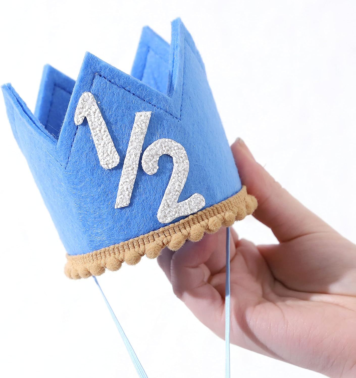 SYESQL Baby Half Birthday Crown - Hat for Girls/Boys, 1/2 Birthday Celebration - Gold Pink Half Birthday Crown image number 6