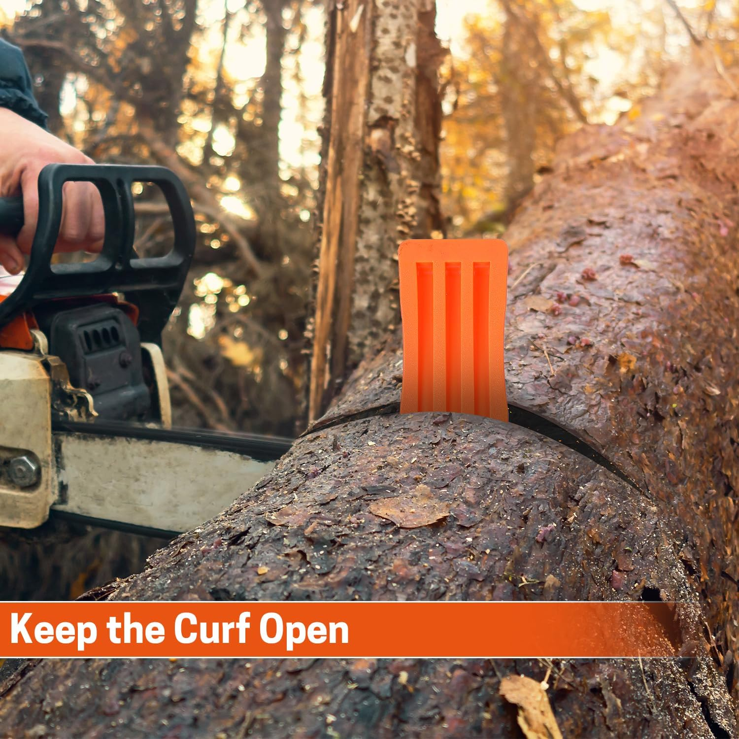 2 Pcs Tree Felling Wedge, Plastic Logging Wedges with Spikes Forestry Wedge for Tree Cutting, Chainsaw Loggers Supplies, Chainsaws & Accessories(2 X 10) Orange image number 2