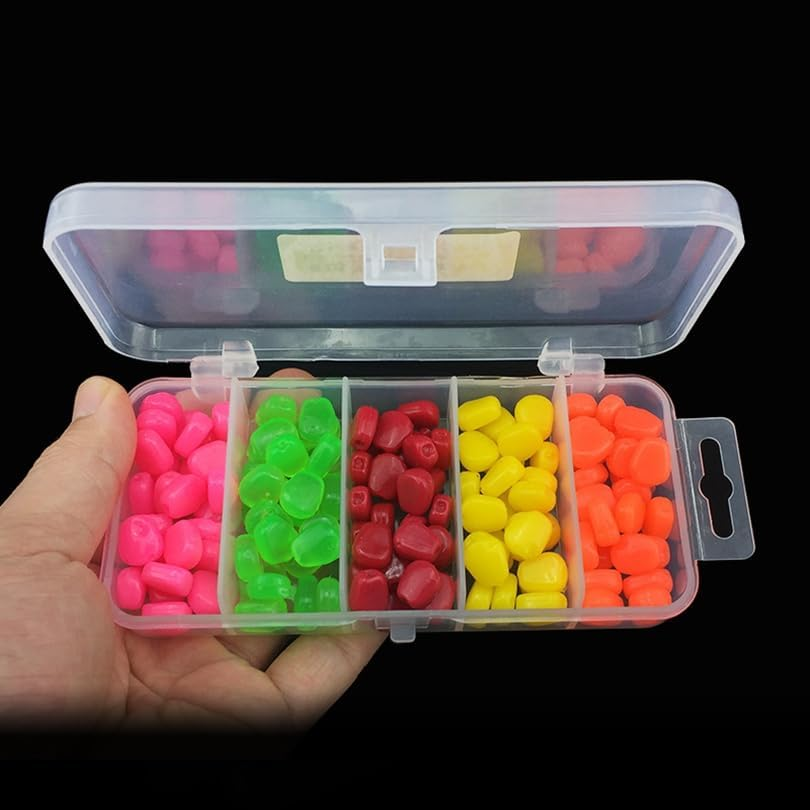 Origlam 125Pcs Simulation Fake Soft Baits Corn Carp Bait, 5 Colors Artificial Fake Corn Fishing Lure Carp Lures Baits