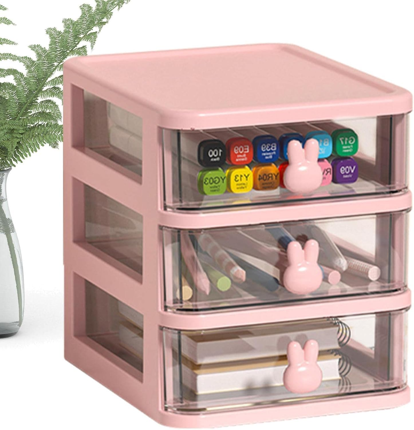 Small Desk Organizer - 4 Drawer Tabletop Storage Organizer Station | Table Organizer with Drawer, Desktop Storage Drawers for Arts Crafts Stationary