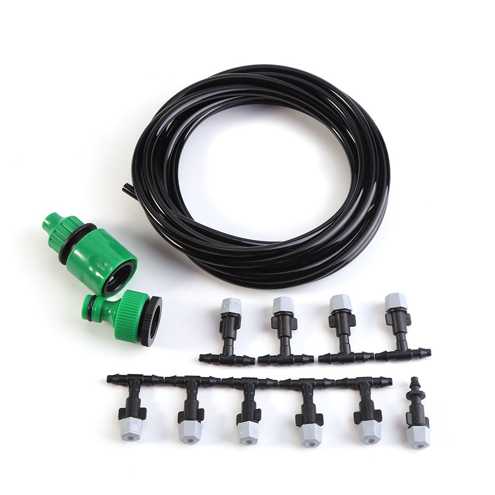 Ejoyous Mist Drip Irrigation Kit, with Faucet Connector+Quick Joint+Nozzles (10-24Pcs) Vortex Nozzle Built-In Filter Anti-Clogging Removable, for Greenhouse/Garden Drip Irrigation (10M) image number 5