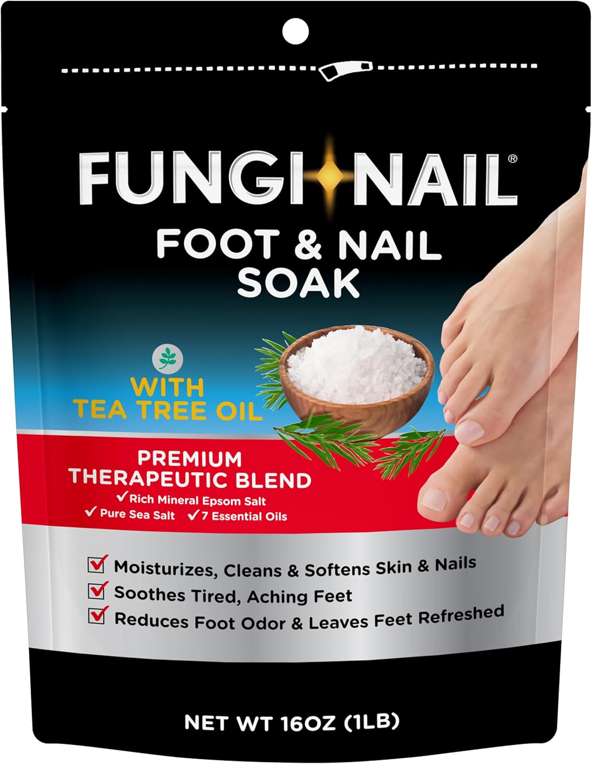 Fungi-Nail Foot & Nail Soak with Tea Tree Oil - Moisturize, Reduce Foot Odor, & Soothe Aching Feet - a Therapeutic Blend of Rich Mineral Epsom Salt, Pure Sea Salt, and 7 Essential Oils - 1 Pound image number 2
