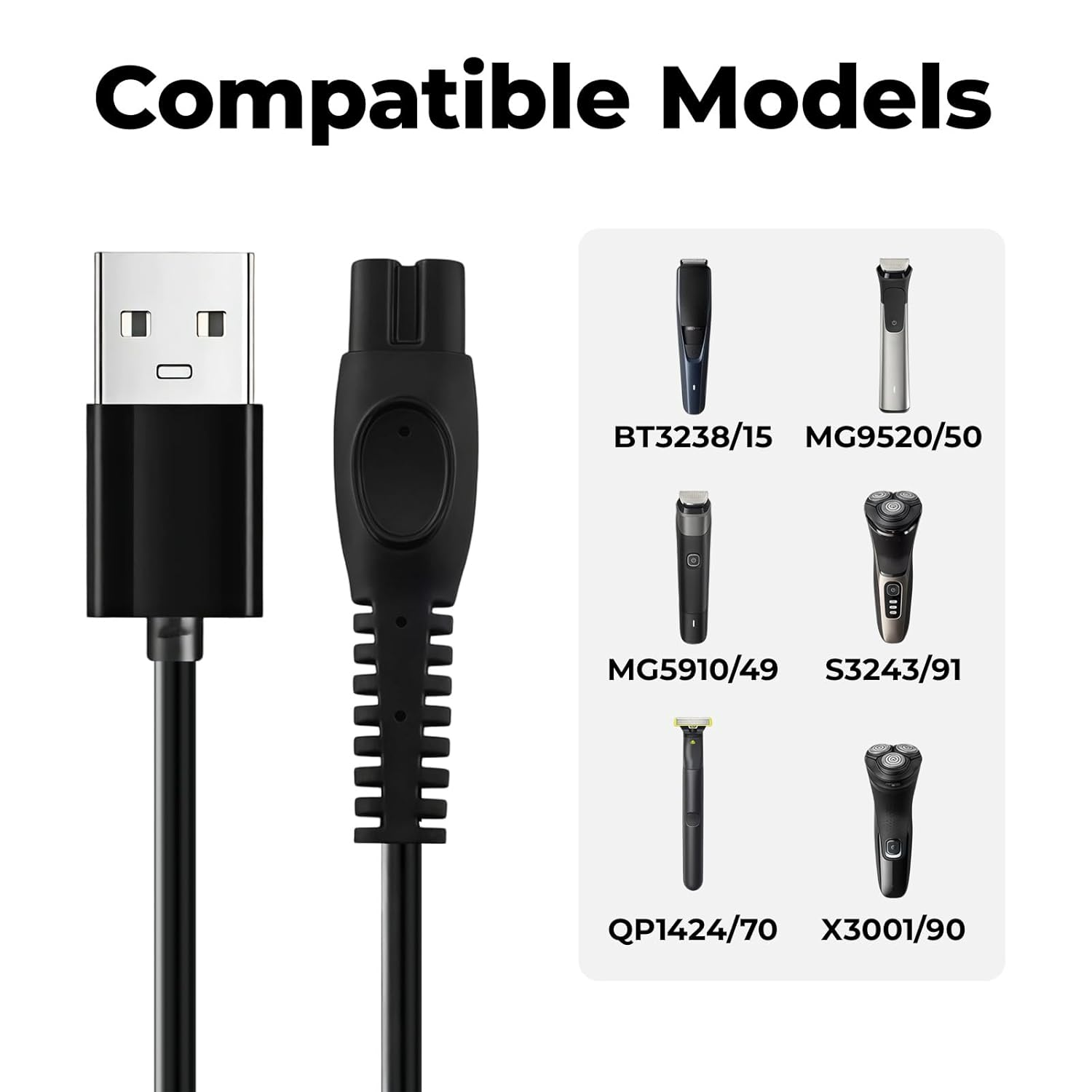 Vymoreon 5V Charger for Philips Trimmer and One Blade - 1M/3.3Ft USB Charging Cable Compatible with Philips Shaver PQ888 PQ889 S9647 S7832 S7837 S8850 S9642 X5005 X5009 S5835 S5836 S1112 S1115 S1118 image number 2
