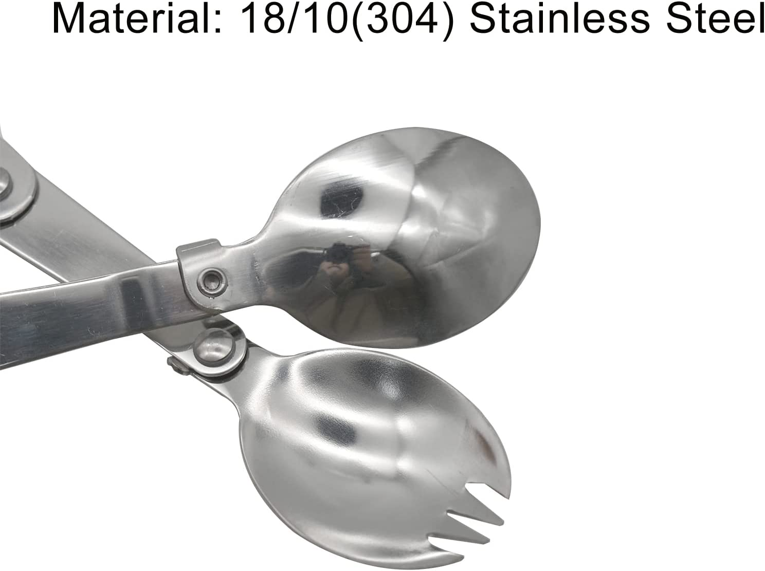 Pinenjoy 3Pcs Foldable Spoon Fork Salad Spork Set 18/10(304) Stainless Steel Portable Camping Flatware Set for Thermos Outdoor Travel Picnic Fishing Boating image number 1