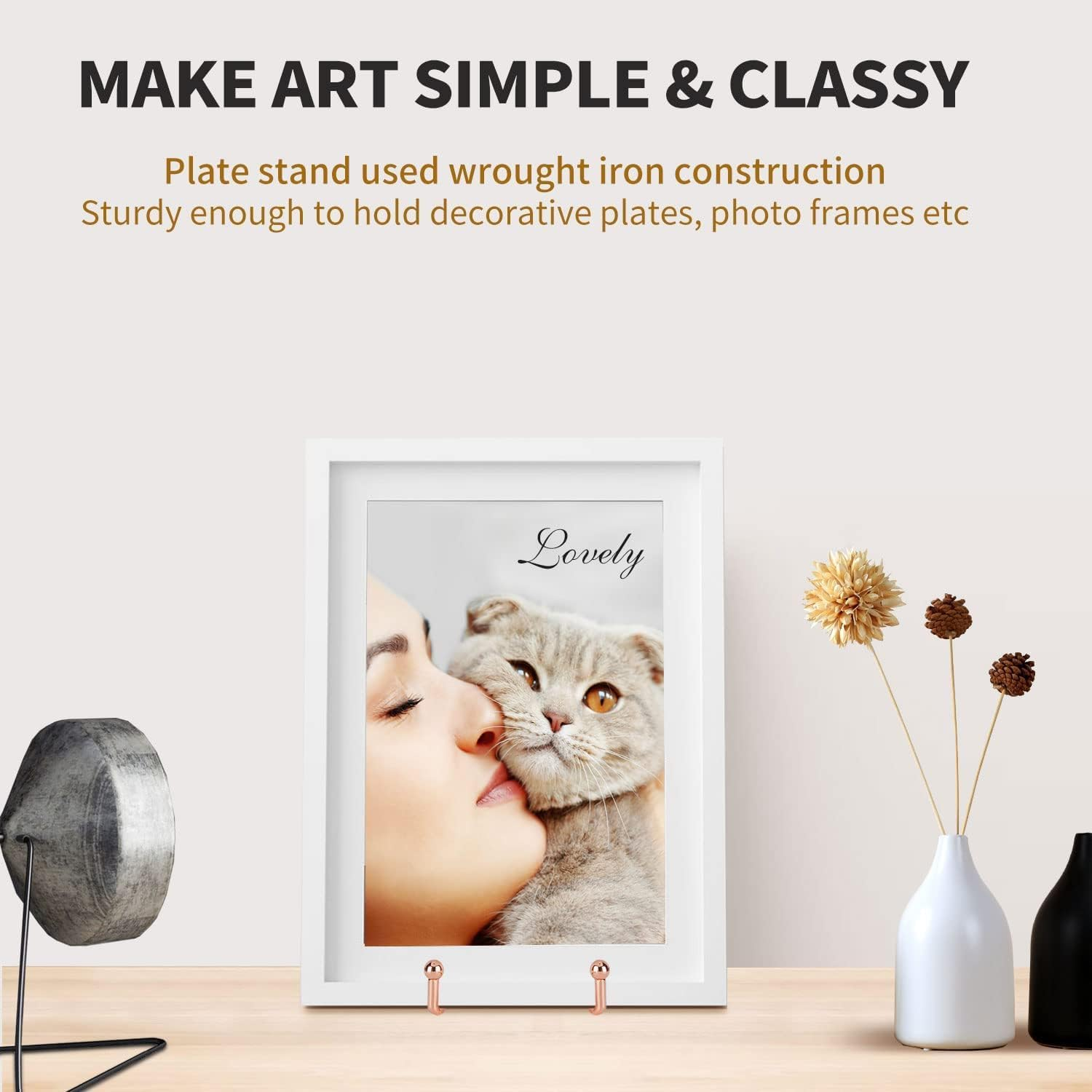 MEZOKUCEL3 Pack Metal Display Stand, Decorative Plate Stand Holder, Premium Frame Holder Stand for Picture Book Photo Easel Tablets and Artistic Work (6 Inch, Rose Gold) image number 3