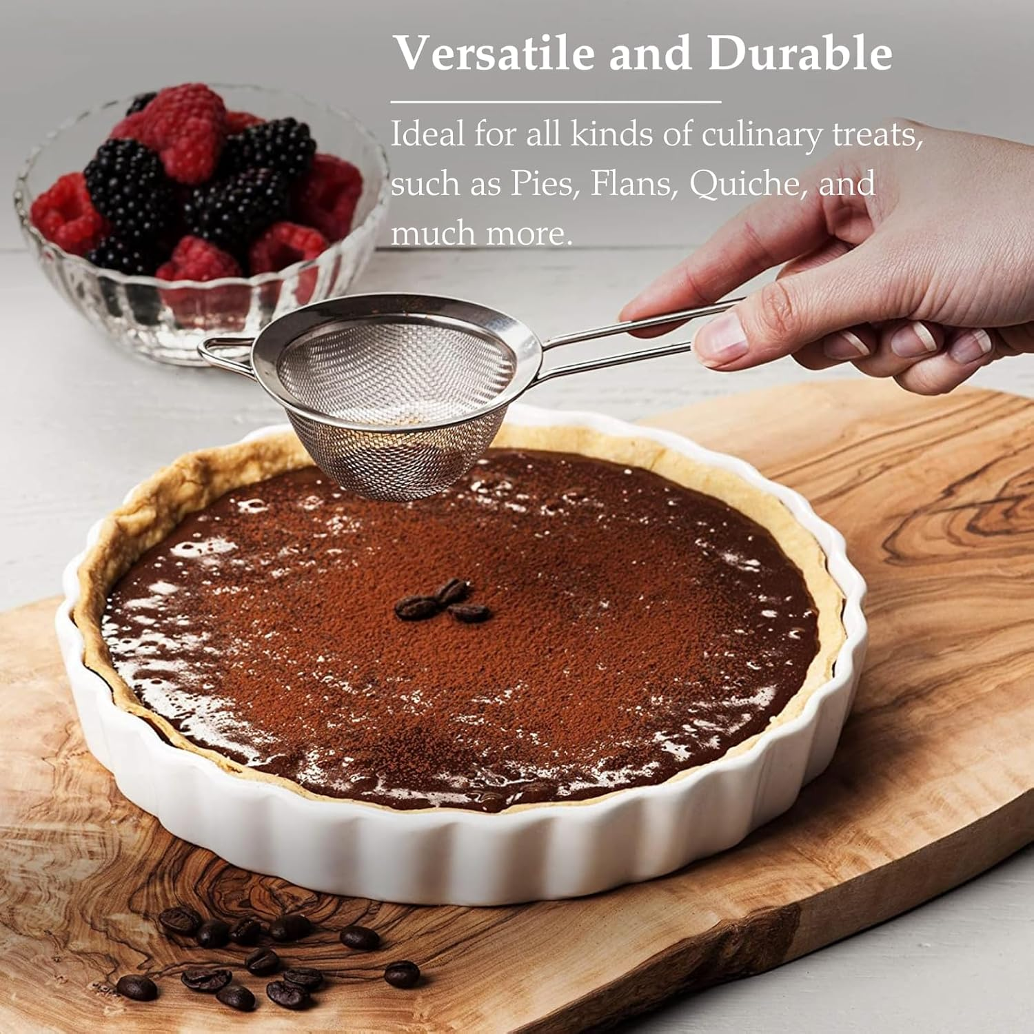 WM Bartleet & Sons - Traditional Porcelain round Flan Dish, (22Cm) &ndash; Premium Quiche and Tart Baking Dish - Made from 100% Porcelain &ndash; Classic Smooth Glazed Finish image number 2