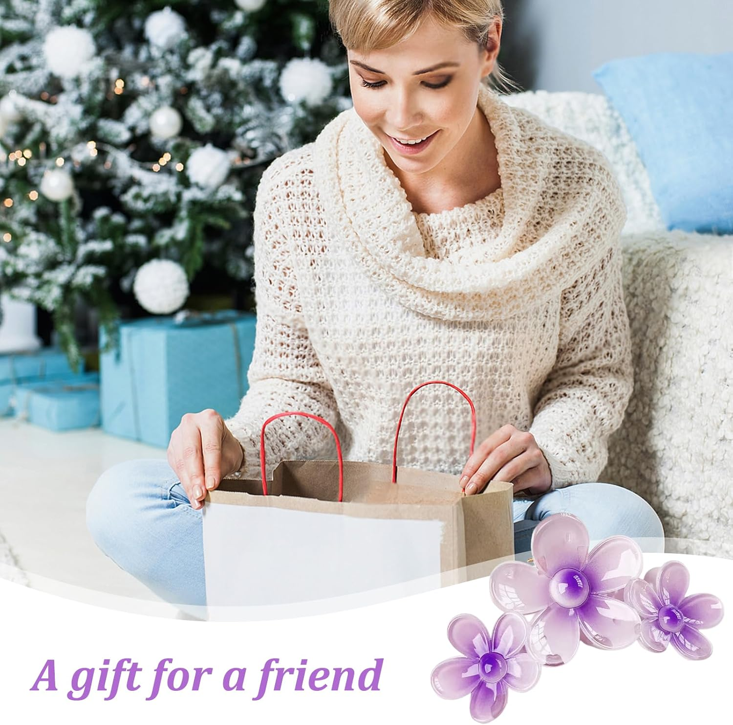 6-Pack Flower Hairpins, Non-Slip Plastic Hairpin, Acrylic Hairpins, Strong Styling, Beautiful Summer Colors, Cute Flower Shapes, Suitable for Women and Girls, Thin Hair or Thick Hair image number 5