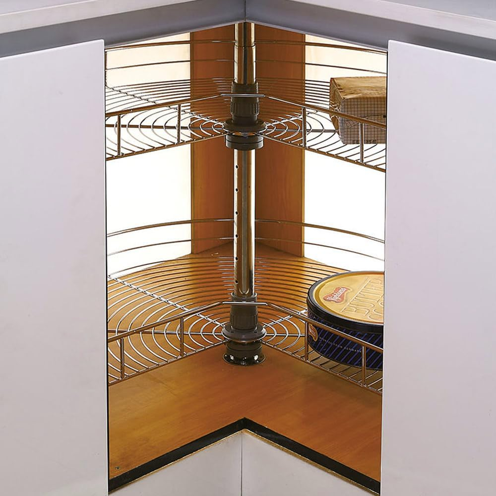 ALSTON Kitchen Corner Cabinet Organizer 2-Shelf Rotating Carousel, Blind Corner Basket Rotating Kitchen Storage Rack, 270 Degree 81Cm Diameter, Adjustable Height 55-79Cm, Fit Most 90Cm Cabinet image number 6