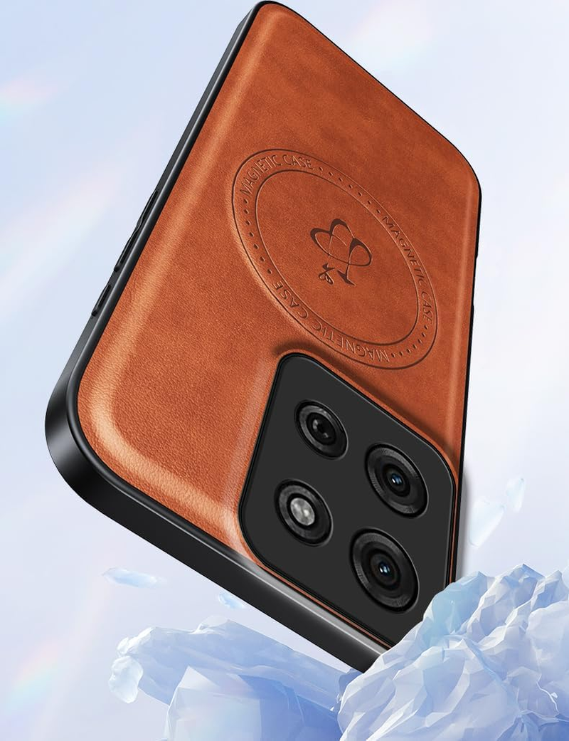 Luxury Mobile Phone Case for Motorola Moto G75 5G - Leather Protective Case with Integrated Magnetic Ring (Compatible with Magsafe Accessories) - Blue image number 5