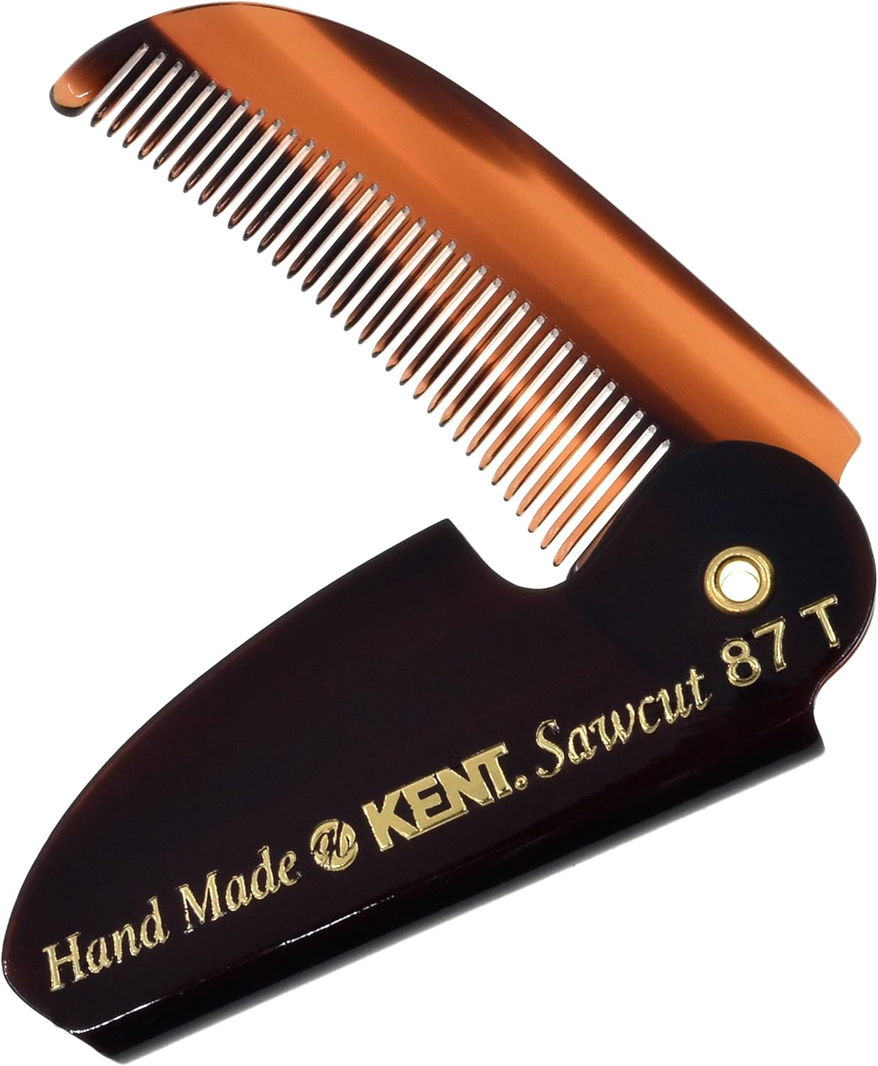 Kent 87T Combo Handmade Folding Pocket Comb for Men, Fine Tooth Hair Comb Straightener for Everyday Grooming Styling Hair, Beard or Mustache, Use Wet or Dry, Saw Cut Hand Polished, Made in England