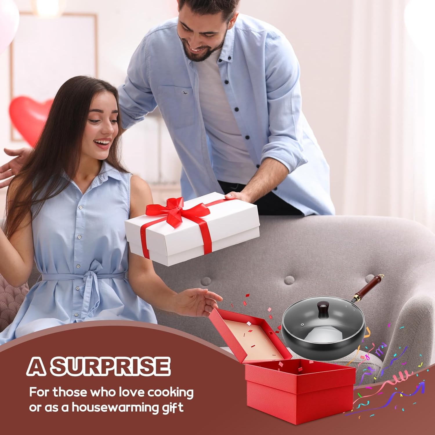 Suntuup Japanese Iron Pan, 28Cm Cast Iron Wok, with Spatula, 2 Covers to Choose From, for Pots on Electric Stoves/Induction Cookers/Gas Stoves (Glass Lid) image number 2