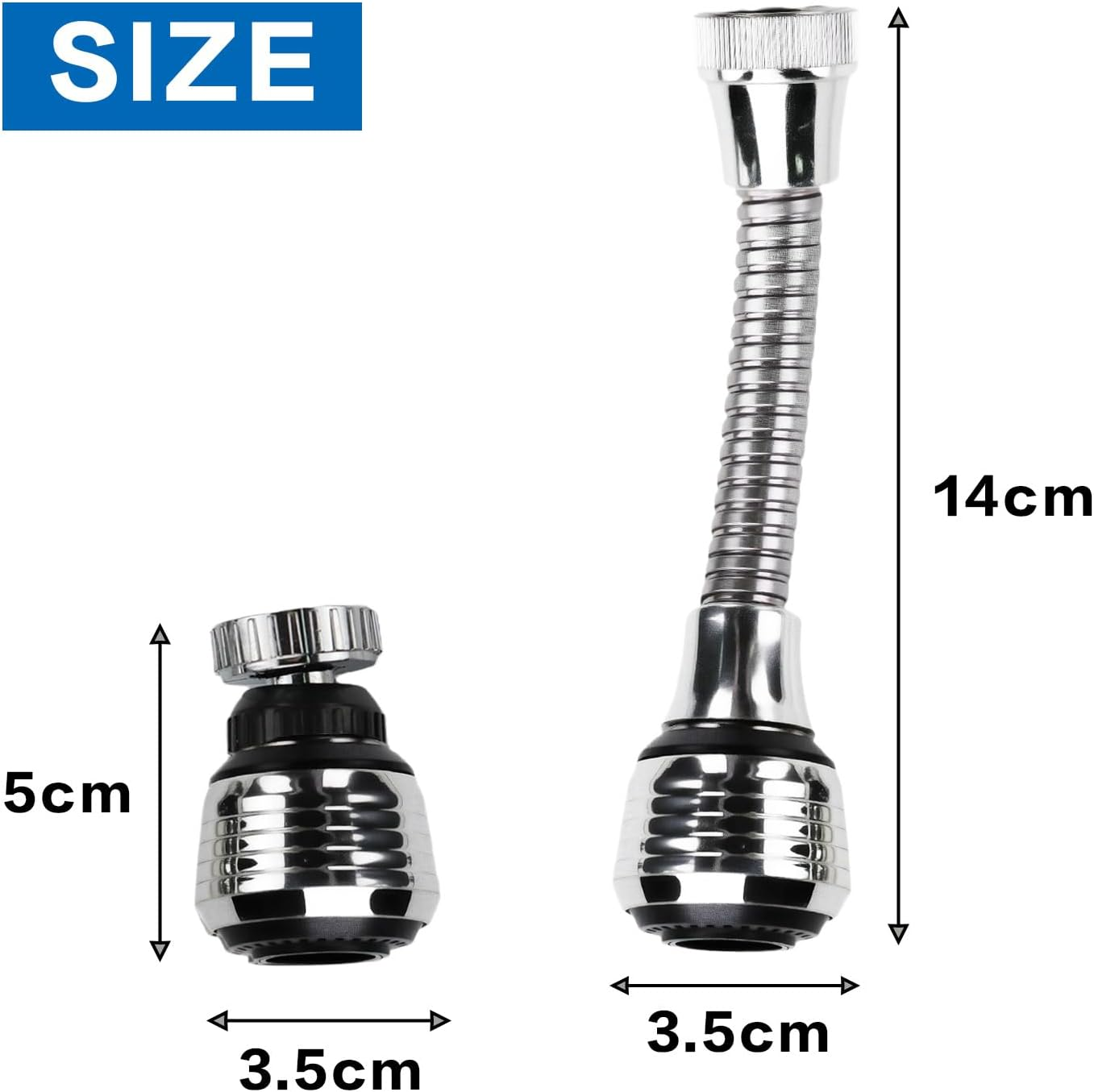 Kaoruo 360 Degree ABS with Universal Connector for Kitchen Sink Hot and Cold Water Faucet Sprayer Attachment Flexible Faucet Extender Aerator image number 5