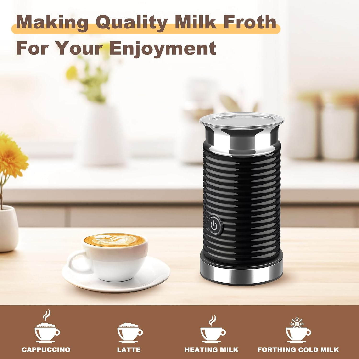 Youngly 4 in 1 Electric Multifunction Milk Frother Steamer Soft Foam Cafe Coffee Latte image number 5