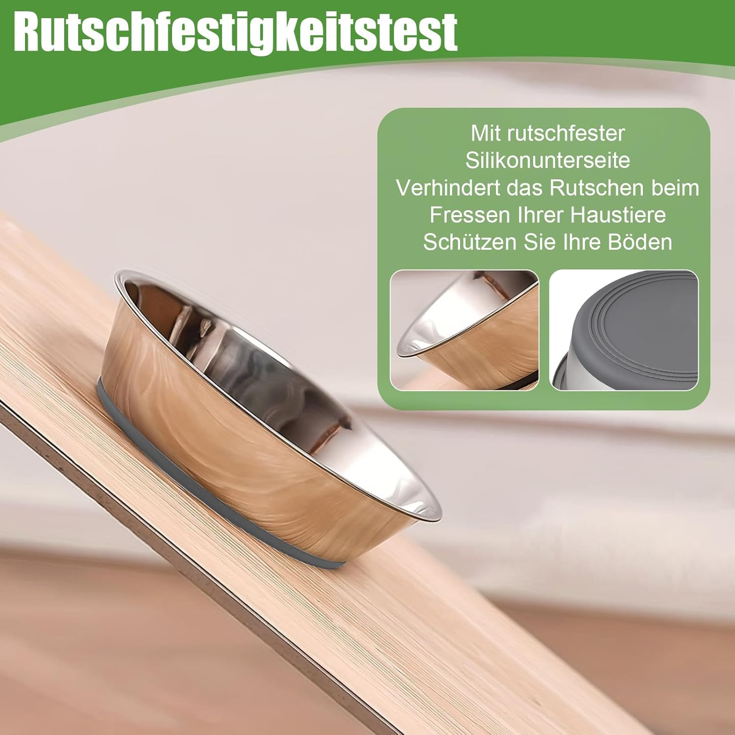 Pack of 2 Stainless Steel Dog Bowls, Food and Water, Non-Slip Rubber Base, Rust Resistant, Easy to Clean, Dishwasher Safe, Comes with Rubbish Bag, for Small, Medium, Large Dogs, Cats (900 Ml) image number 2