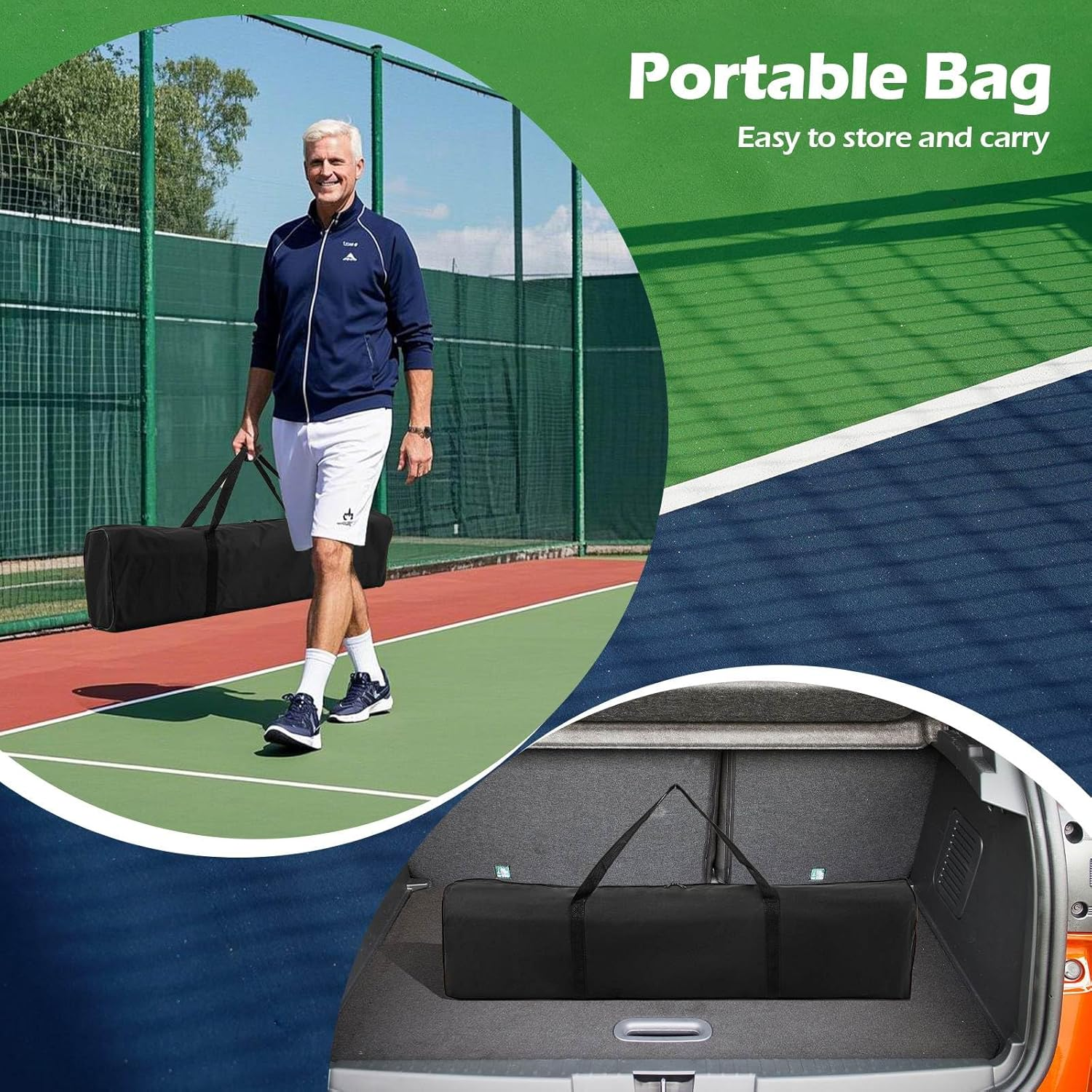 Costway Portable PE Pickleball Net, 6.75M Regulation Size Pickle Ball Net System W/6 Lockable Wheels, Heavy-Duty Metal Frame & Carry Bag, Ideal for Outdoor Indoor Driveway Backyard image number 1