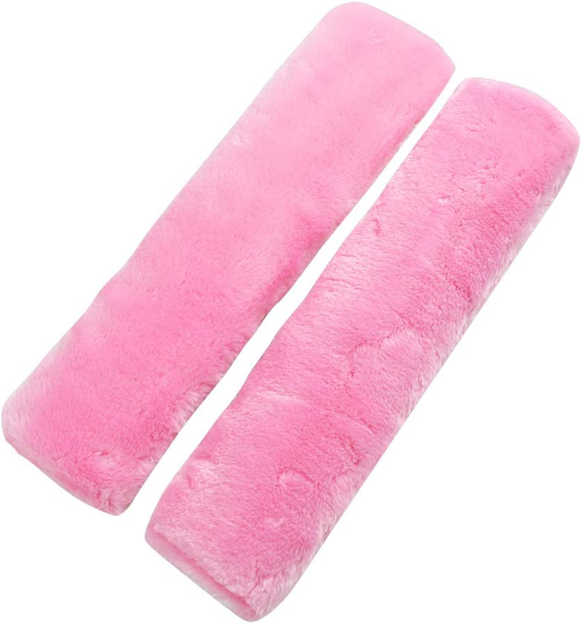 Soft Faux Sheepskin Seat Safety Belt Cover Pad,Car Seat Safety Belt Strap Shoulder Pad for Adults and Children,Suitable for Car Seat Safety Belt,Backpack,Shoulder Bag,2-Pack (Black)