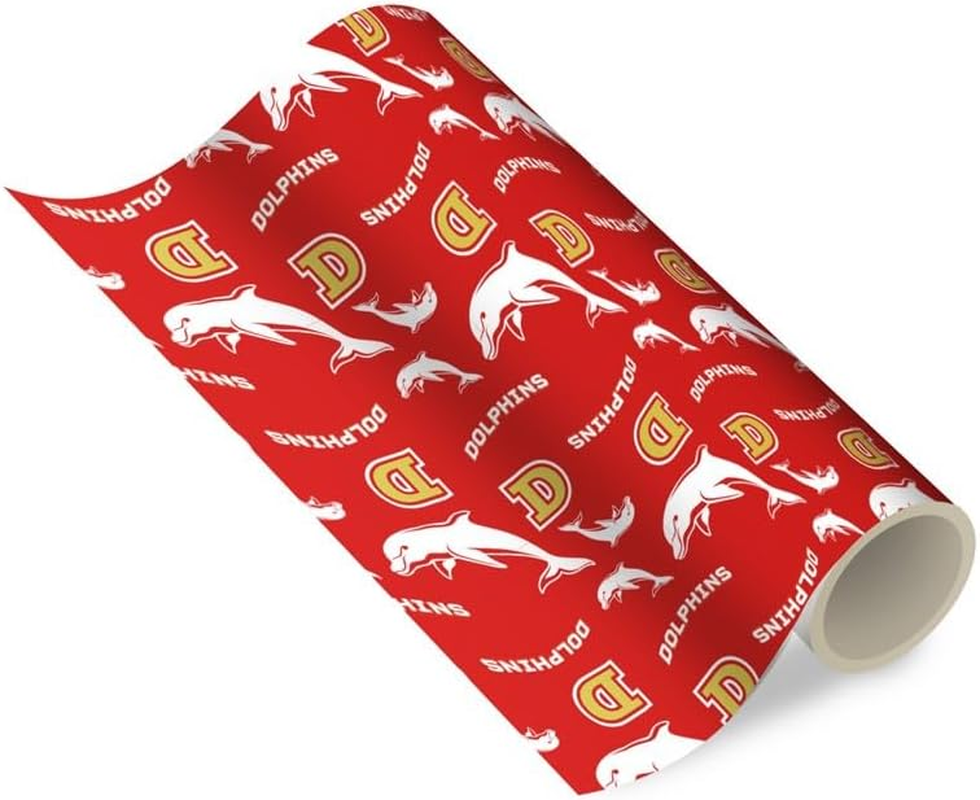 NRL Wrapping Paper - Dolphins - - Gift Wrap - 49Cm X 69Cm