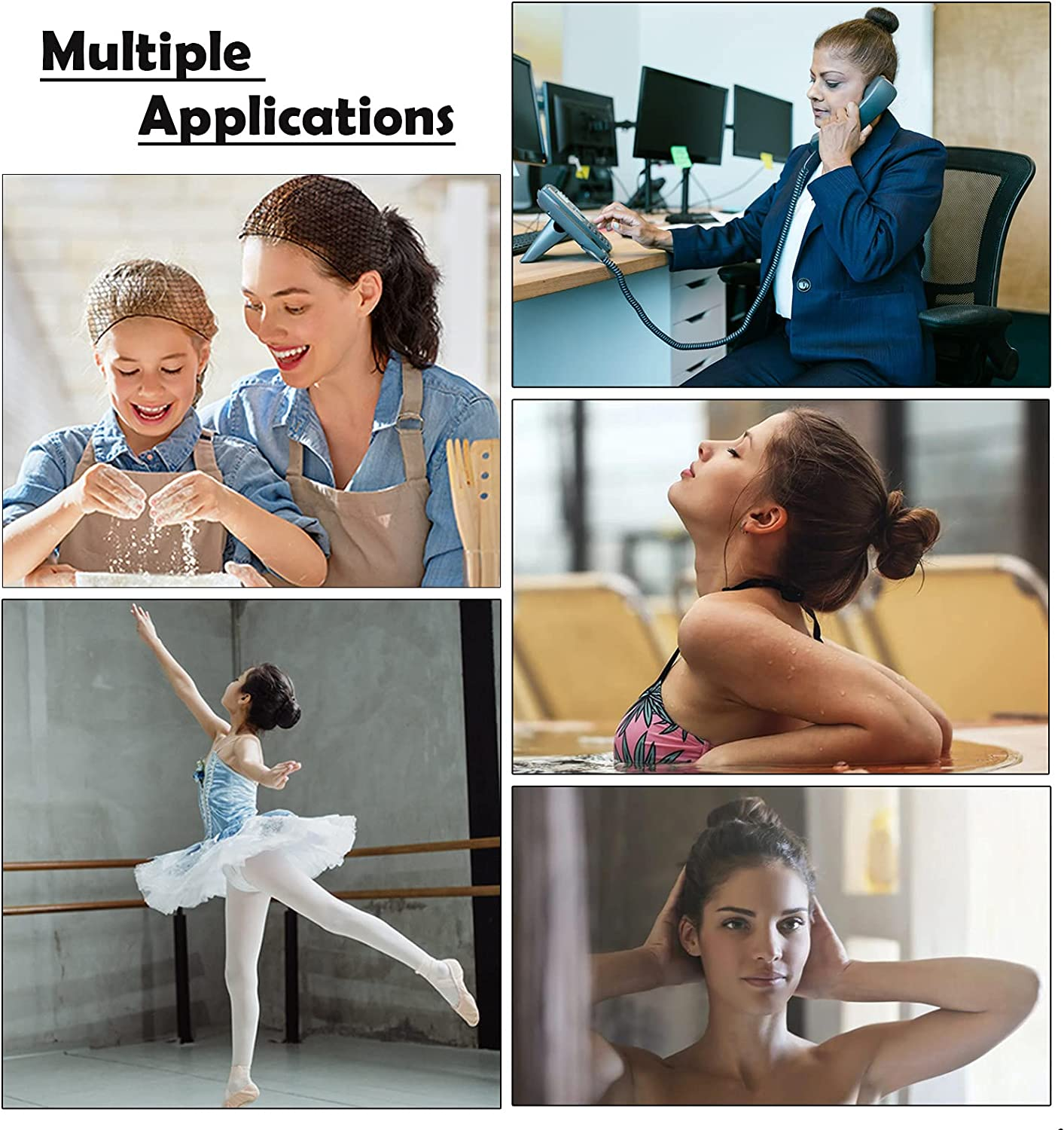 50PCS Hair Nets Invisible Mesh Hair Nets (Blonde) Elastic Bun Hair Nets for Ballet Dancer, Gymnastics, Horseriding,Chef,Nurse - Blonde image number 6