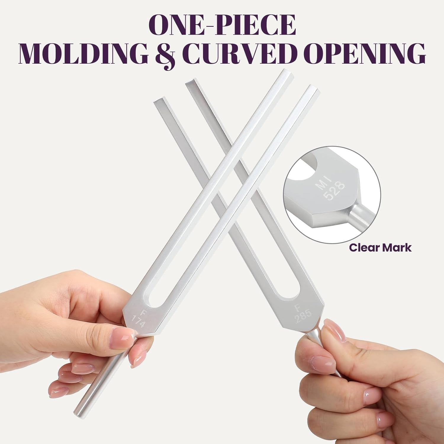 Solfeggio Tuning Forks for Healing, 10 Pcs Silver Unweighted Tuning Forks, Aluminum Alloy Material Tuning Fork Set with Exquisite Aluminum Box, Sound Healing Instruments for DNA Healing image number 6