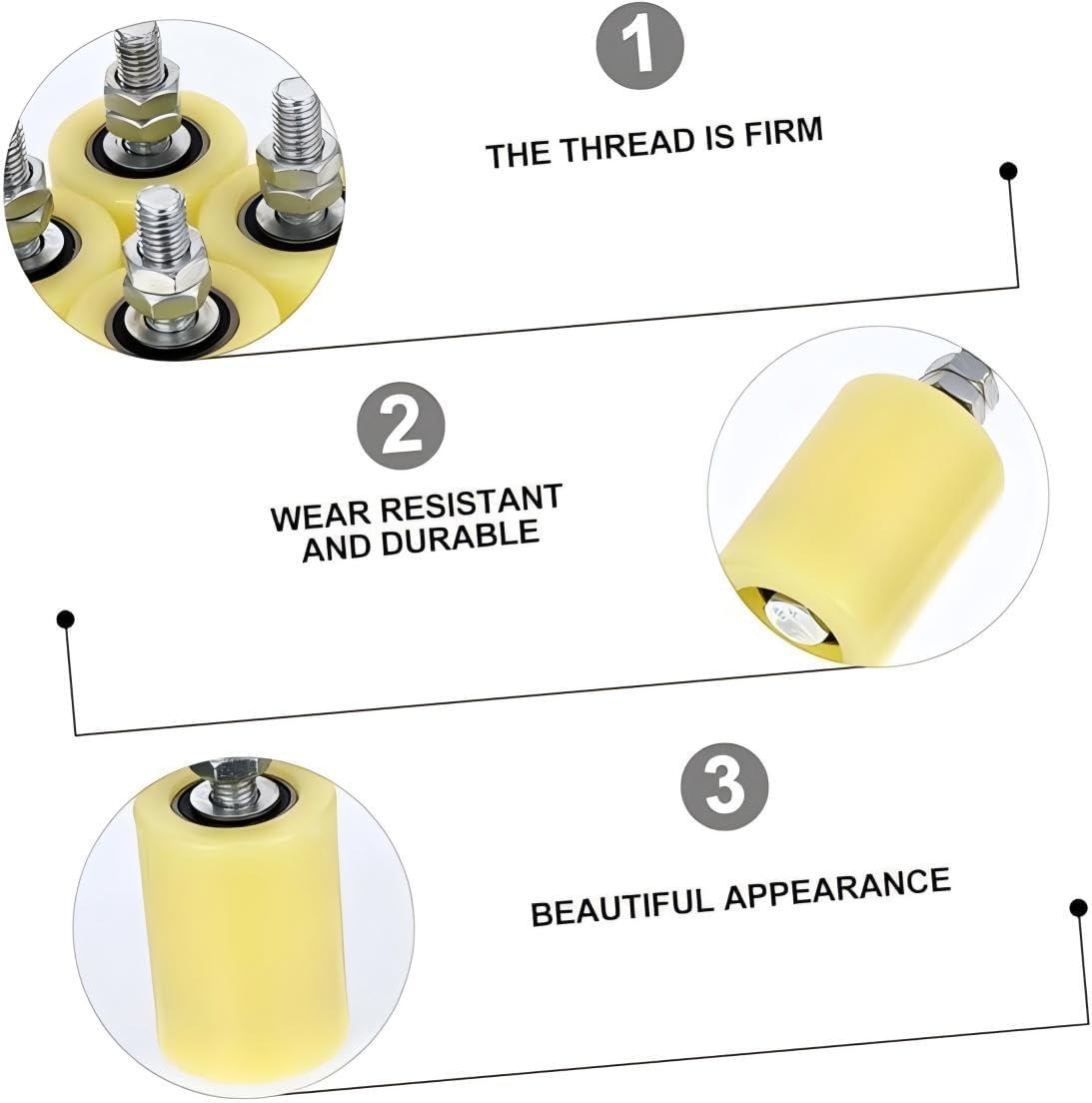 Slide Gate Guide Rollers Adjustable Sliding Gate Rollers Heavy Duty Sliding Gate Support Wheel Gate Roller Guide Yellow Nylon Gate Rollers 2Pcs image number 2